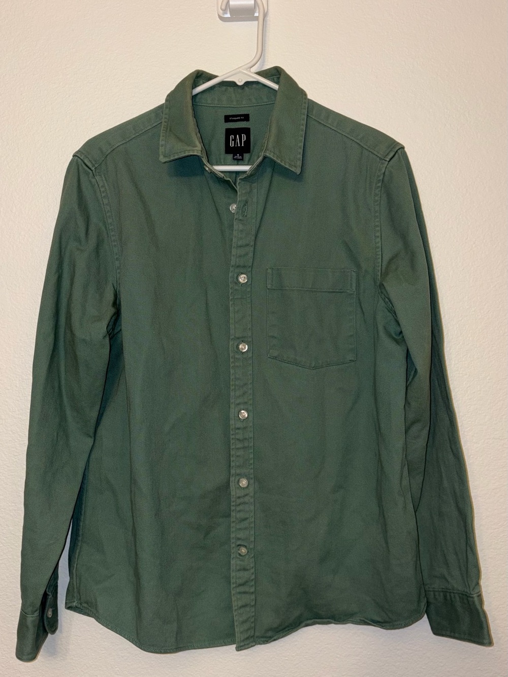 GAP Sage Olive Green Heavyweight Twill Button Down Shirt Small Standard Fit